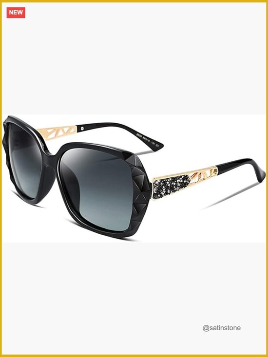 Polarized Square Sunglasses Sparkling Composite Frame Oversized UV400 Protection main image 7